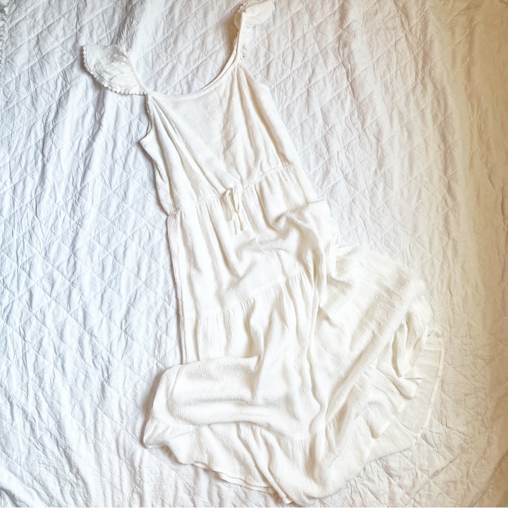 Art class off white Swiss dot Ruffle maxi dress size 10/12